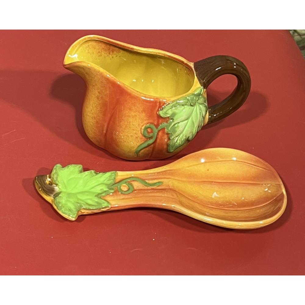 Midwood GRAVY BOAT & spoon rest Ceramic Dish Fall Autumn,Farmhouse, Essential